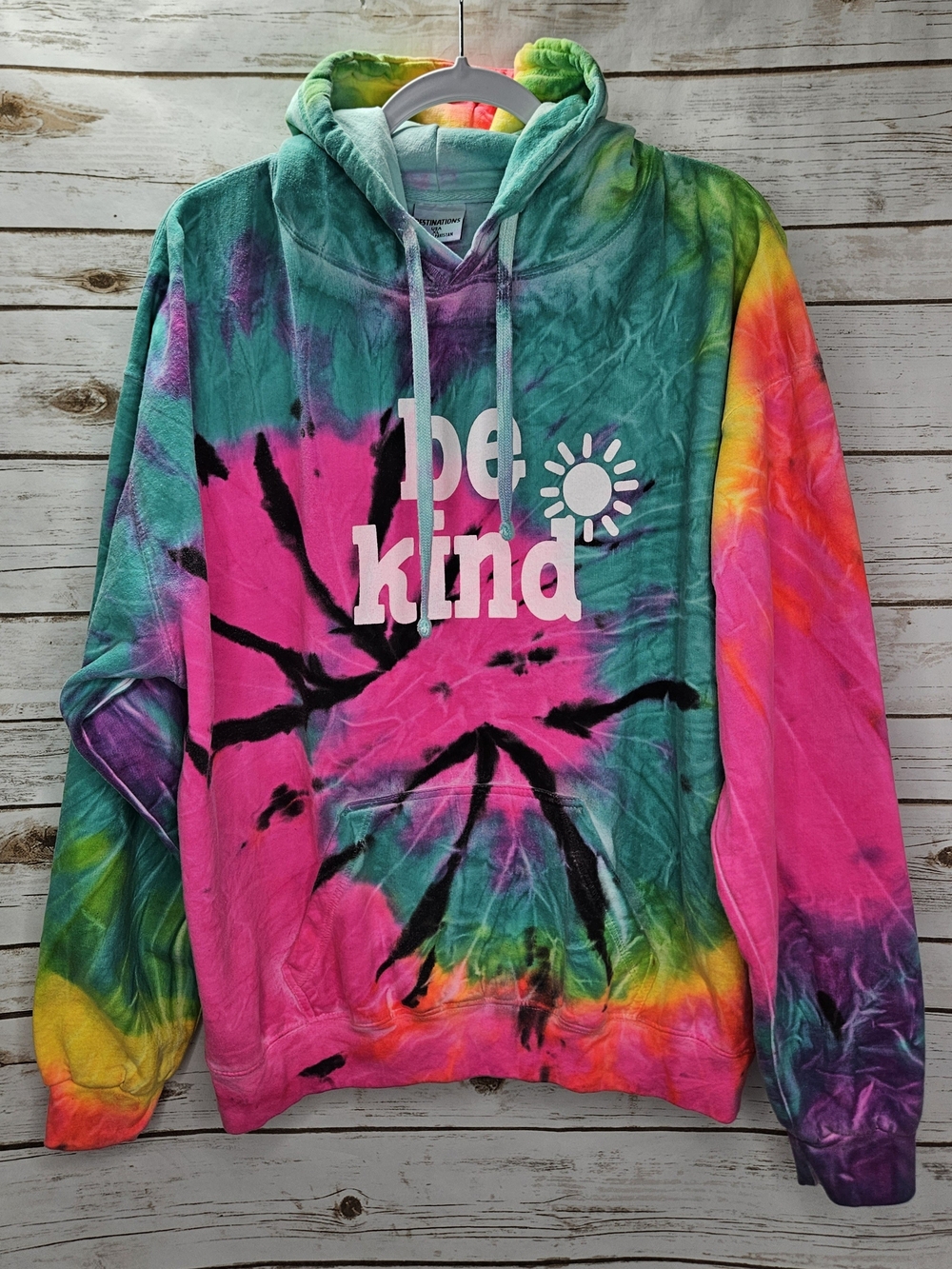 Destinations Be Kind Tie Dye Hoodie Size XL